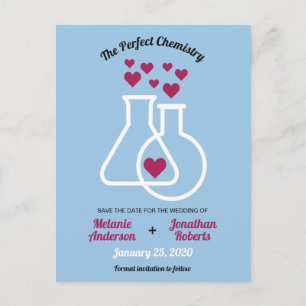 Modern Chemistry Heart Wedding Save The Date Announcement Postcard