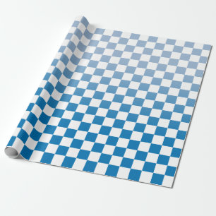 Modern Chequered Blue Gradient and White Pattern Wrapping Paper