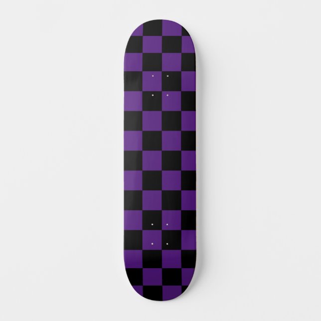Modern Chequered (chequered) Royal Purple & Black Skateboard (Front)