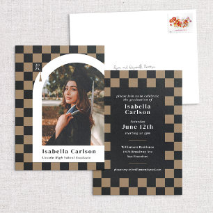 Modern Chequered Graduation Announcement & Invite