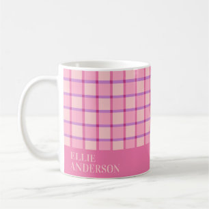 Modern Chequered Pink Purple Personalized Coffee Mug