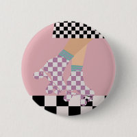 Modern Chequered Roller Skating Girl Art Checks