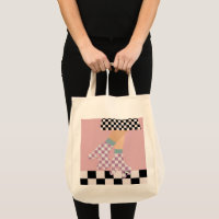 Modern Chequered Roller Skating Girl Art Checks   