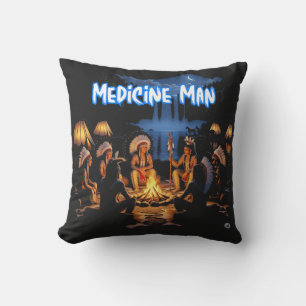 Modern Cherokee Medicine Man Throw Pillow