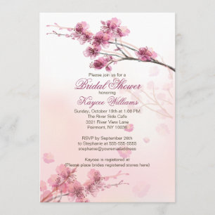 Modern Cherry Blossom Bridal Shower Invitation