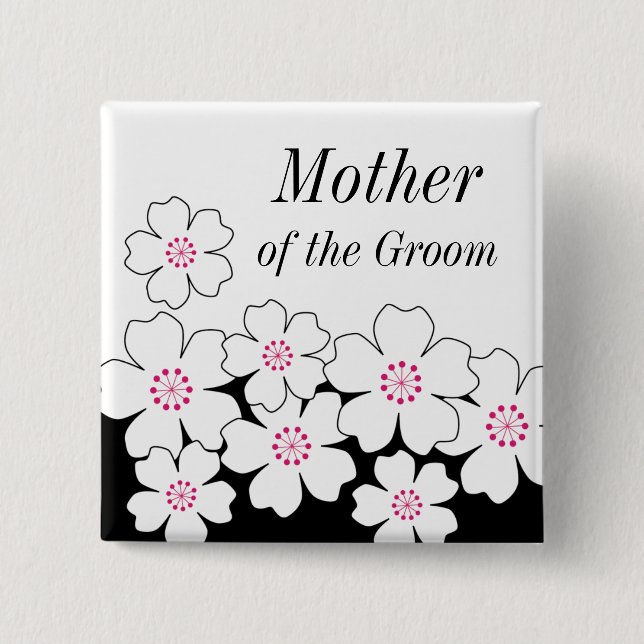 Modern Cherry Blossom Rehearsal Button (Front)