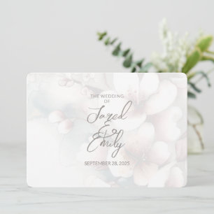 Modern Cherry Blossom Wedding Invitation QR Code