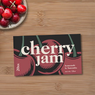 Modern Cherry Jam Label Sticker