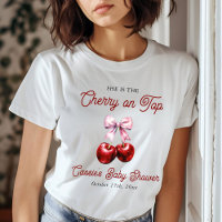 Modern Cherry On Top Pink Bow Baby Shower