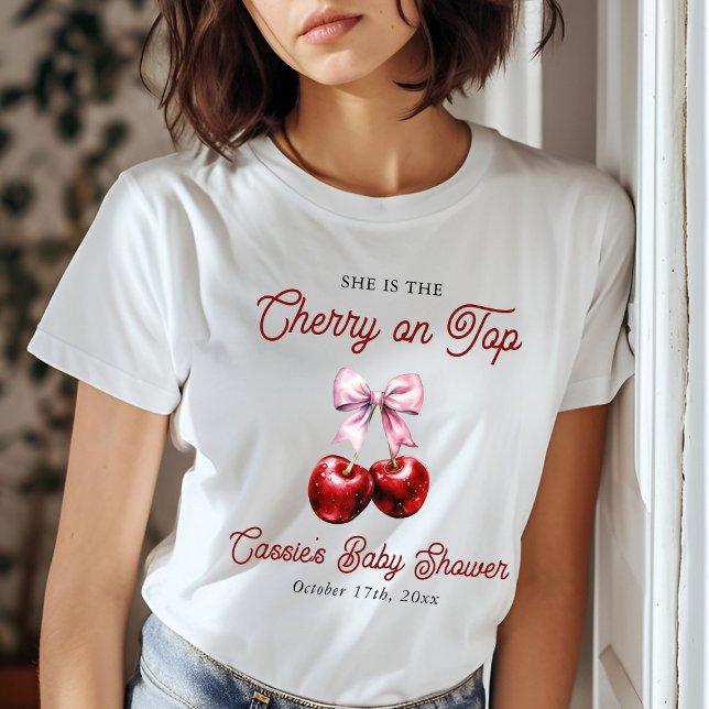 Modern Cherry On Top Pink Bow Baby Shower (Creator Uploaded)