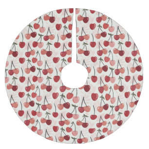 Modern Cherry Pattern Brushed Polyester Tree Skirt