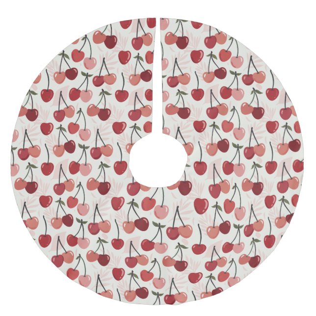 Modern Cherry Pattern Brushed Polyester Tree Skirt (Front)