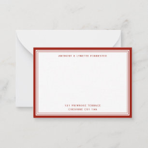 Modern Cherry Red Border Name & Address   Card