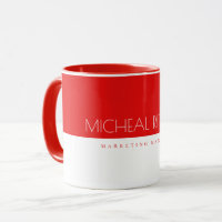 Modern Cherry Red White Custom monogram Name & Job
