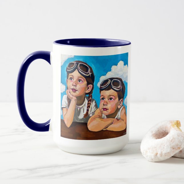 Modern Cherub Painting - Rembrandt Inspired Art Mug (With Donut)