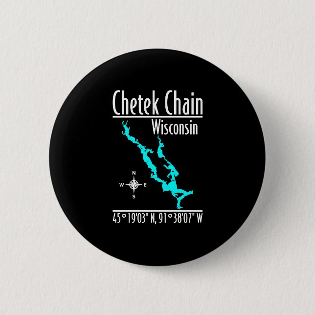 Modern chetek chain of lakes - wisconsin 2 inch round button (Front)