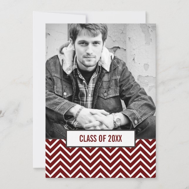 Modern Chevron 3 Photo Graduation Announcement (Front)