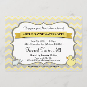 Modern Chevron Baby Animals Baby Shower Invitation