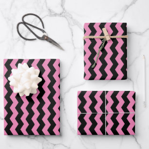 Modern Chevron Black and Pink Pattern  Wrapping Paper Sheet