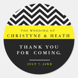 Modern Chevron Black Yellow Elegant Party Sticker