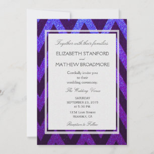 Modern Chevron Blue and Purple Invitation