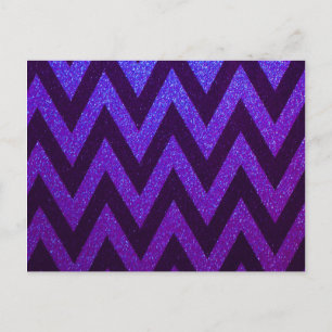 Modern Chevron Blue and Purple Postcard
