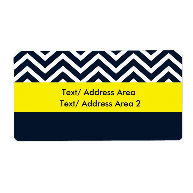 Modern Chevron Blue Yellow Shipping Package Label (Front)