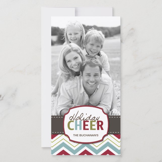 Modern Chevron Customizable Photo Card (Front)