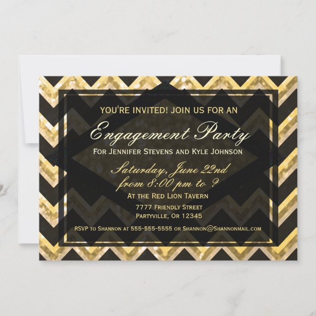 Modern Chevron Glitter Pattern Invitation (Front)