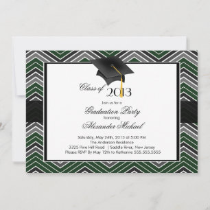 Modern Chevron GraduateTassel Graduation Party Invitation
