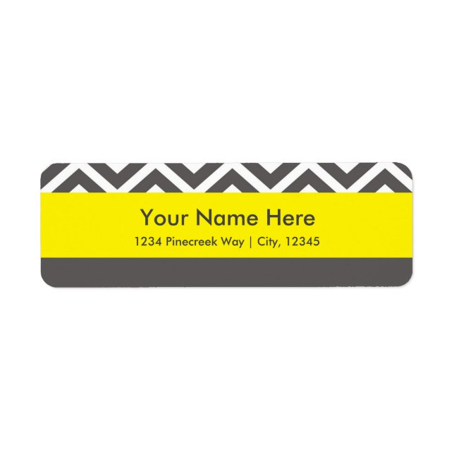 Modern Chevron Gray & Yellow Classy Address Labels (Front)