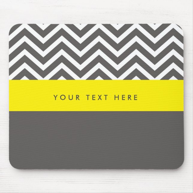 Modern Chevron Grey & Yellow Trendy Mouse pad (Front)