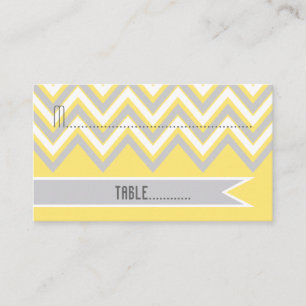 Modern chevron grey, yellow wedding place card