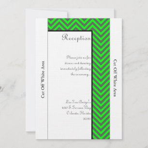 Modern Chevron Neon Green/Grey Reception Card