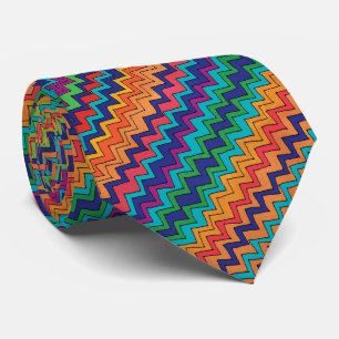 Modern Chevron Pattern Orange Purple Turquoise Tie