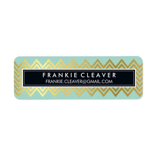 MODERN CHEVRON PATTERN trendy simple gold mint (Front)