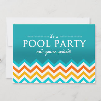 Modern Chevron Pool Party Invitations