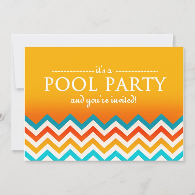 Modern Chevron Pool Party Invitations (Front)