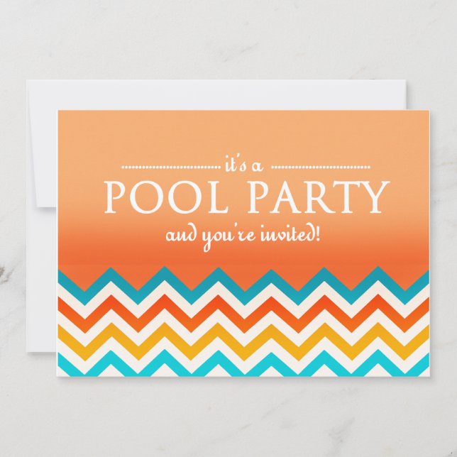 Modern Chevron Pool Party Invitations (Front)
