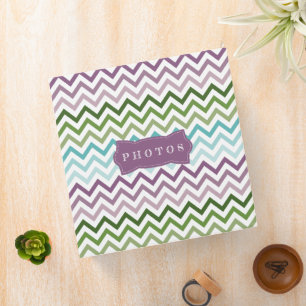 Modern Chevron Purple Green Stripe Photo Album Binder