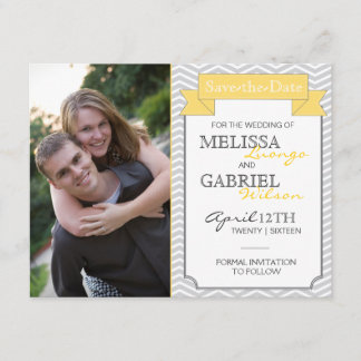 Modern Chevron Save the Date Yellow