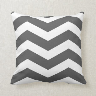 Modern Chevron Stripes in Charcoal Grey and White Throw Pillow