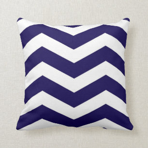 Modern Chevron Stripes in Cobalt Blue and White Throw Pillow