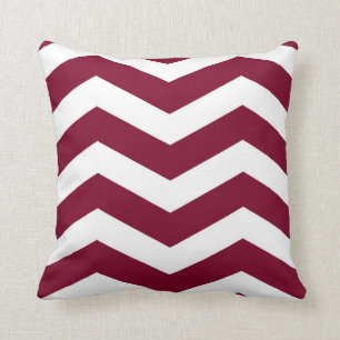 Modern Chevron Stripes in Cranberry Red and White Throw Pillow
