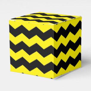 Modern Chevron Stripes Zigzag Black and Yellow Favor Box