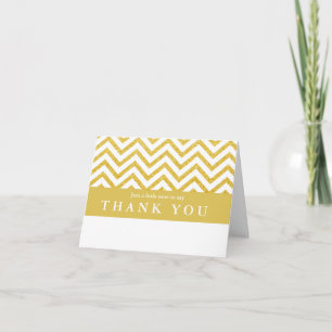 Modern Chevron White & Gold Folded Thank You Card