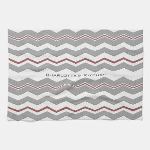 Modern Chevron with any Colour and Text Kitchen Towel
