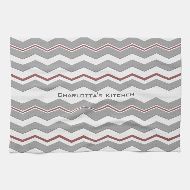 Modern Chevron with any Colour and Text Kitchen Towel (Horizontal)