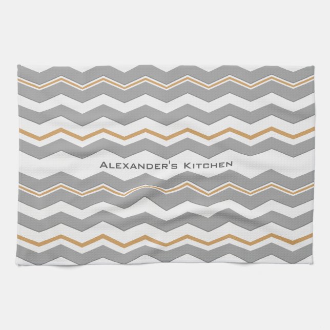 Modern Chevron with any Colour and Text Kitchen Towel (Horizontal)