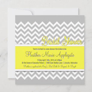 Modern Chevron Yellow Bridal Shower Invitation
